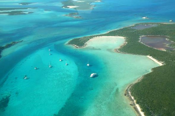 Blick auf die Bahamas Die Exumas, Bahamas