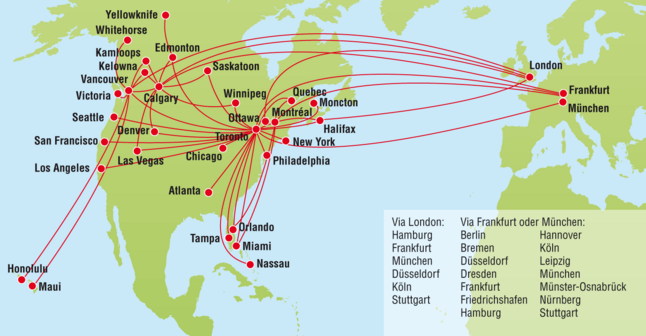 Air Canada: Streckennetz