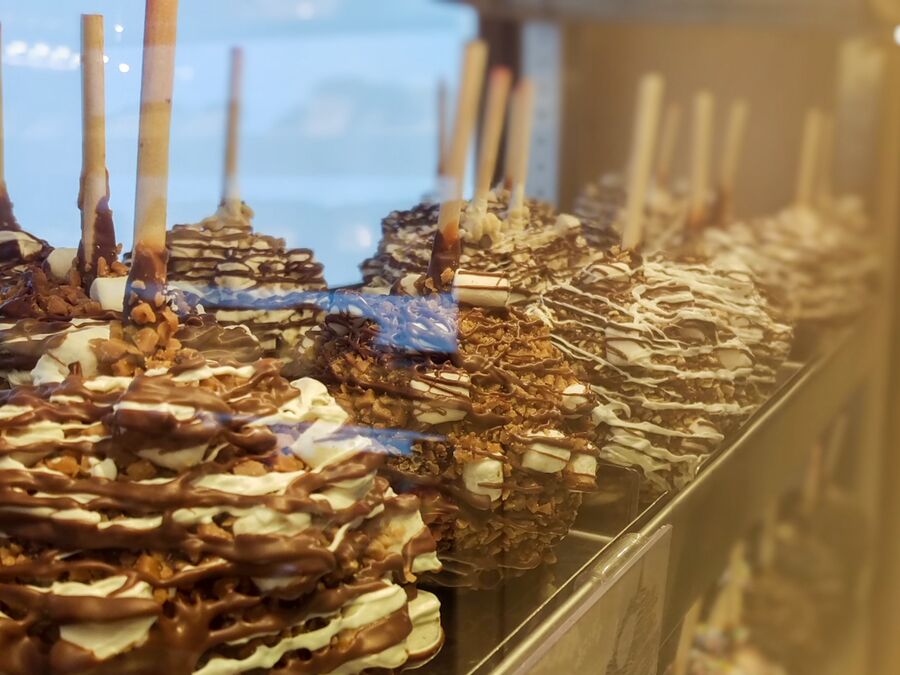 Die Auslage in der Rocky Mountain Chocolate Factory in Vancouver