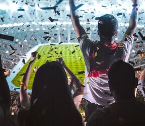 Fans bejubeln ihre Mannschaft im Stadion