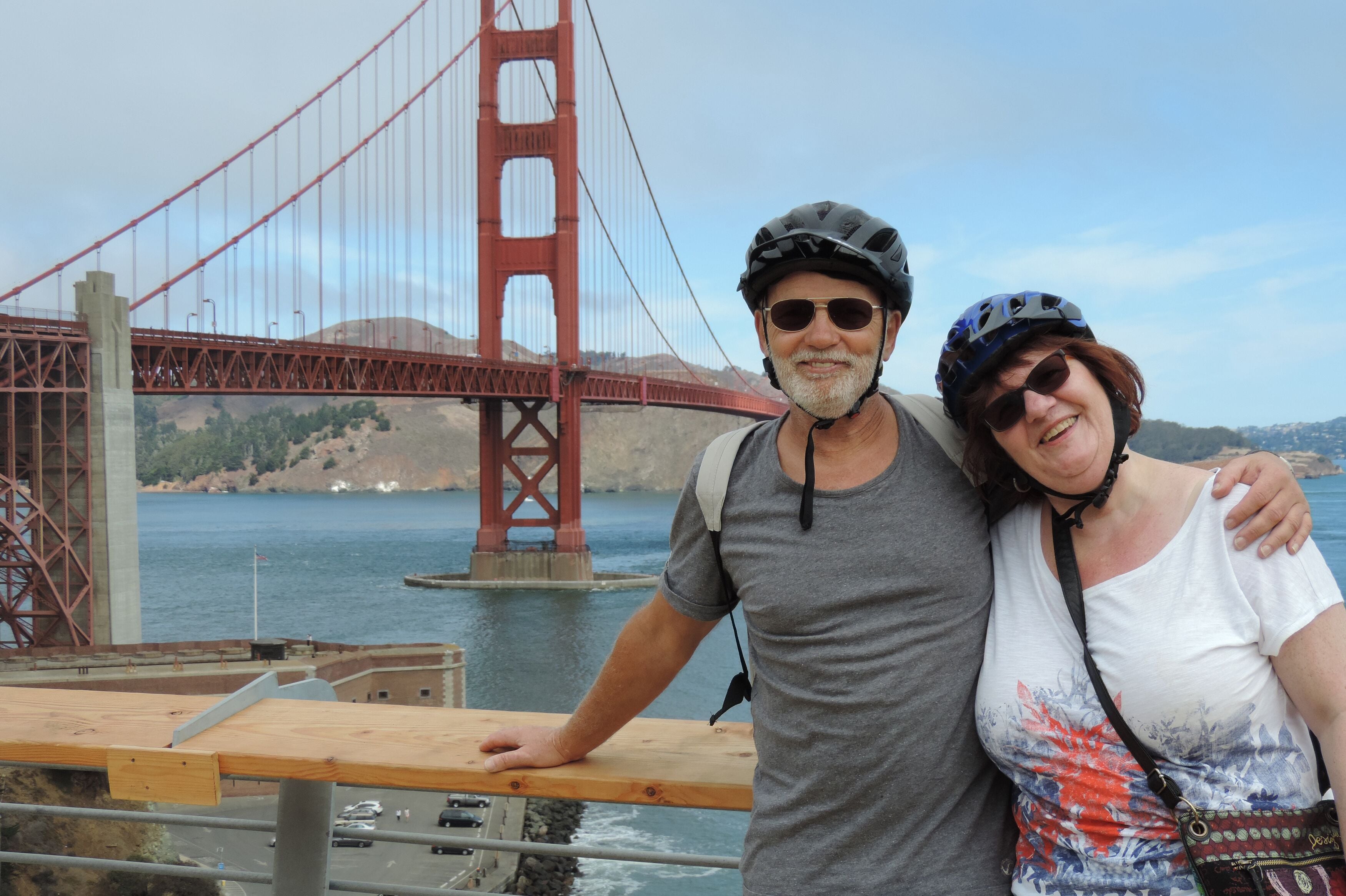 Joachim und Marion Jasberg an der Golden Gate Bridge