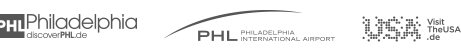 Ein Logobanner mit Logos von Philadelphia und Brand USA