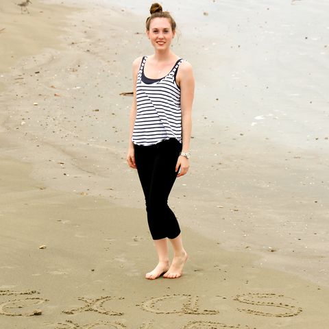 Mitarbeiterin Jessica am Strand von Galveston