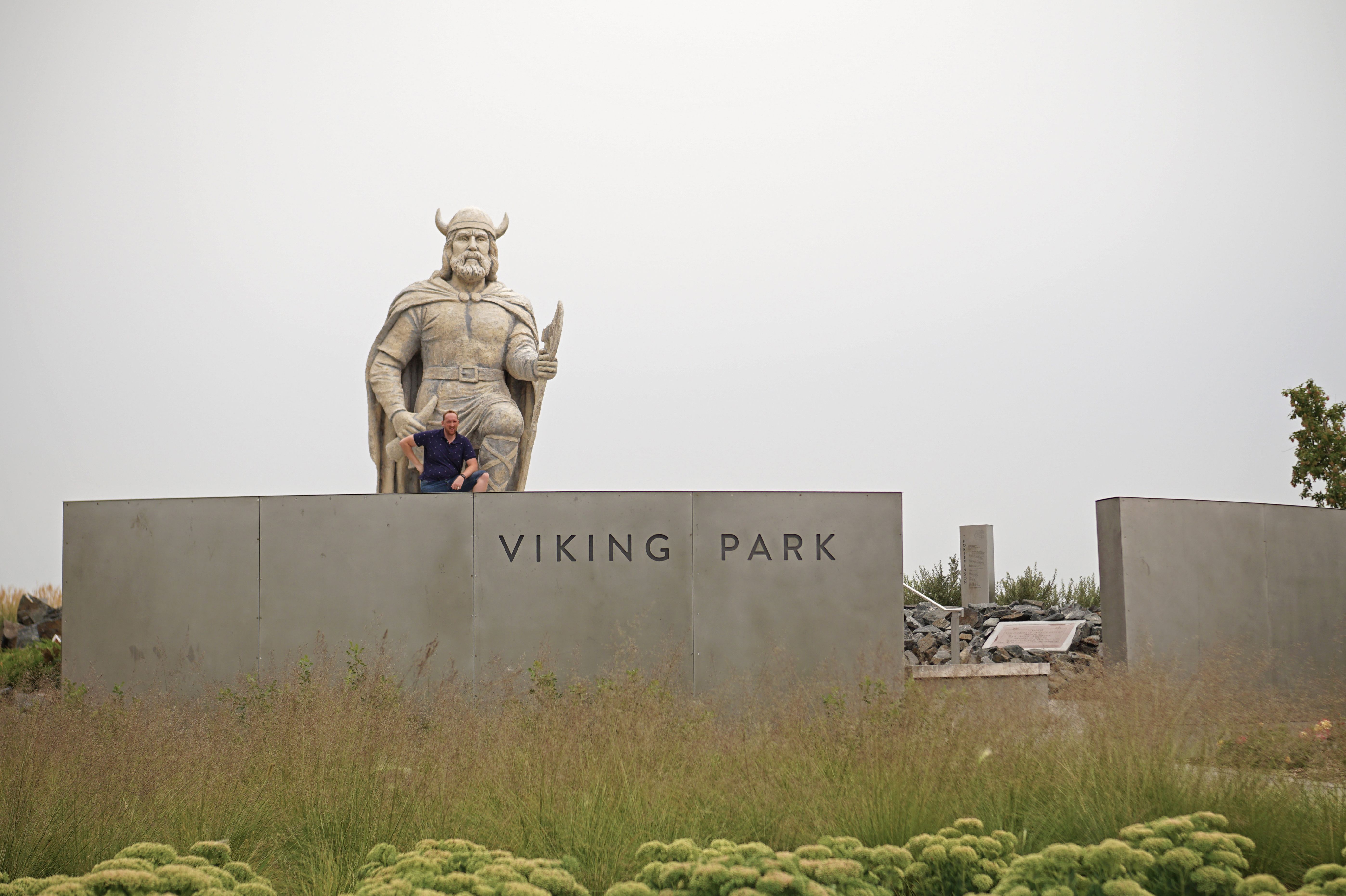 Die Wikingerstatue im Viking Park in Gimli, Manitoba