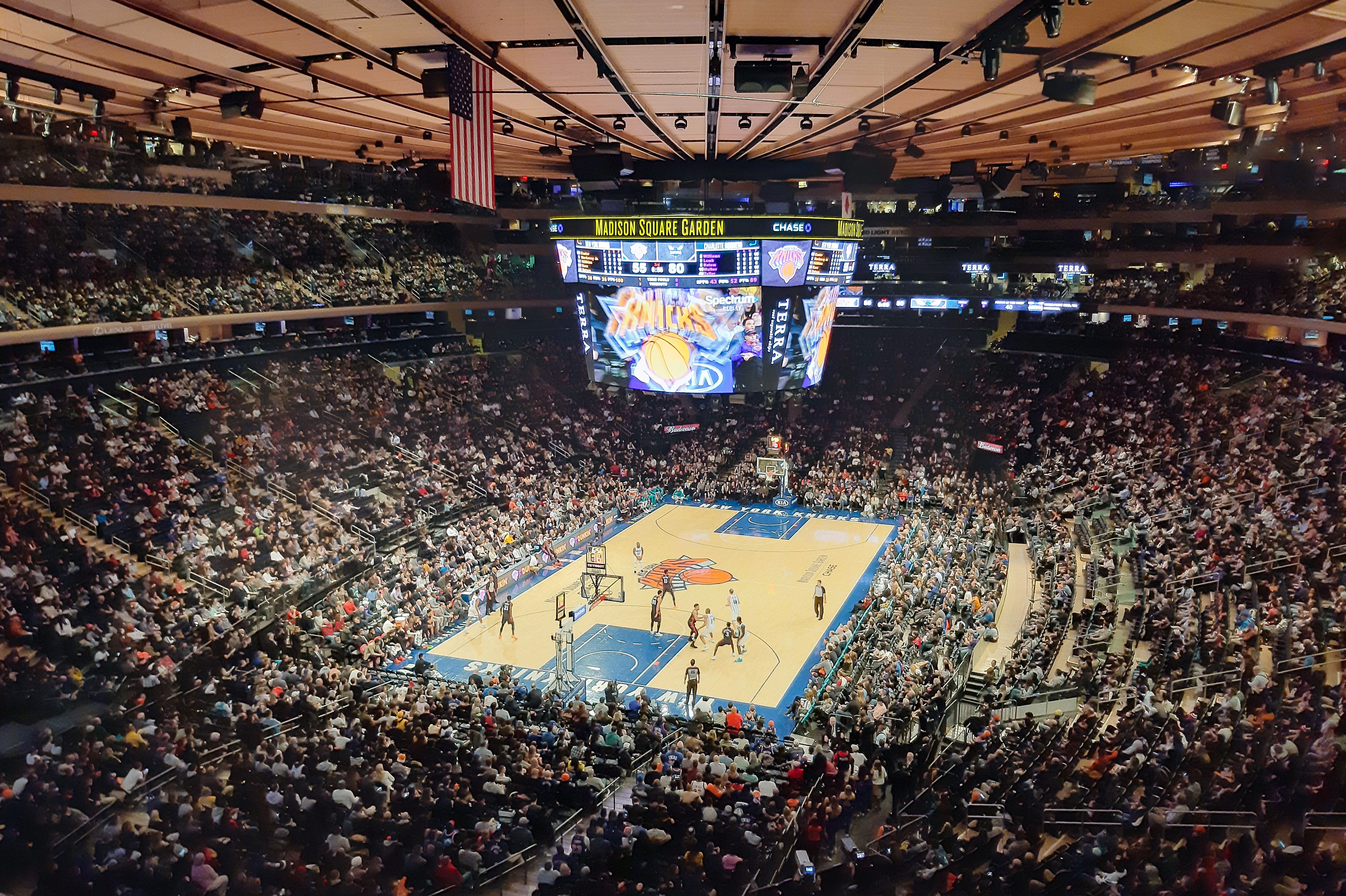 Die New York Knicks gegen die Charlotte Hornets in der Madison Square Garden Arena in New York City