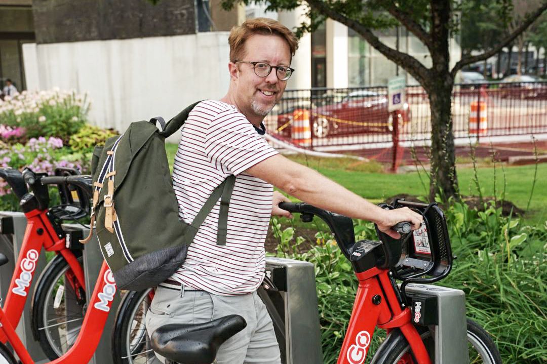 CANUSA-Mitarbeiter Christian Pinnekamp bei seiner Radtour durch Detroit