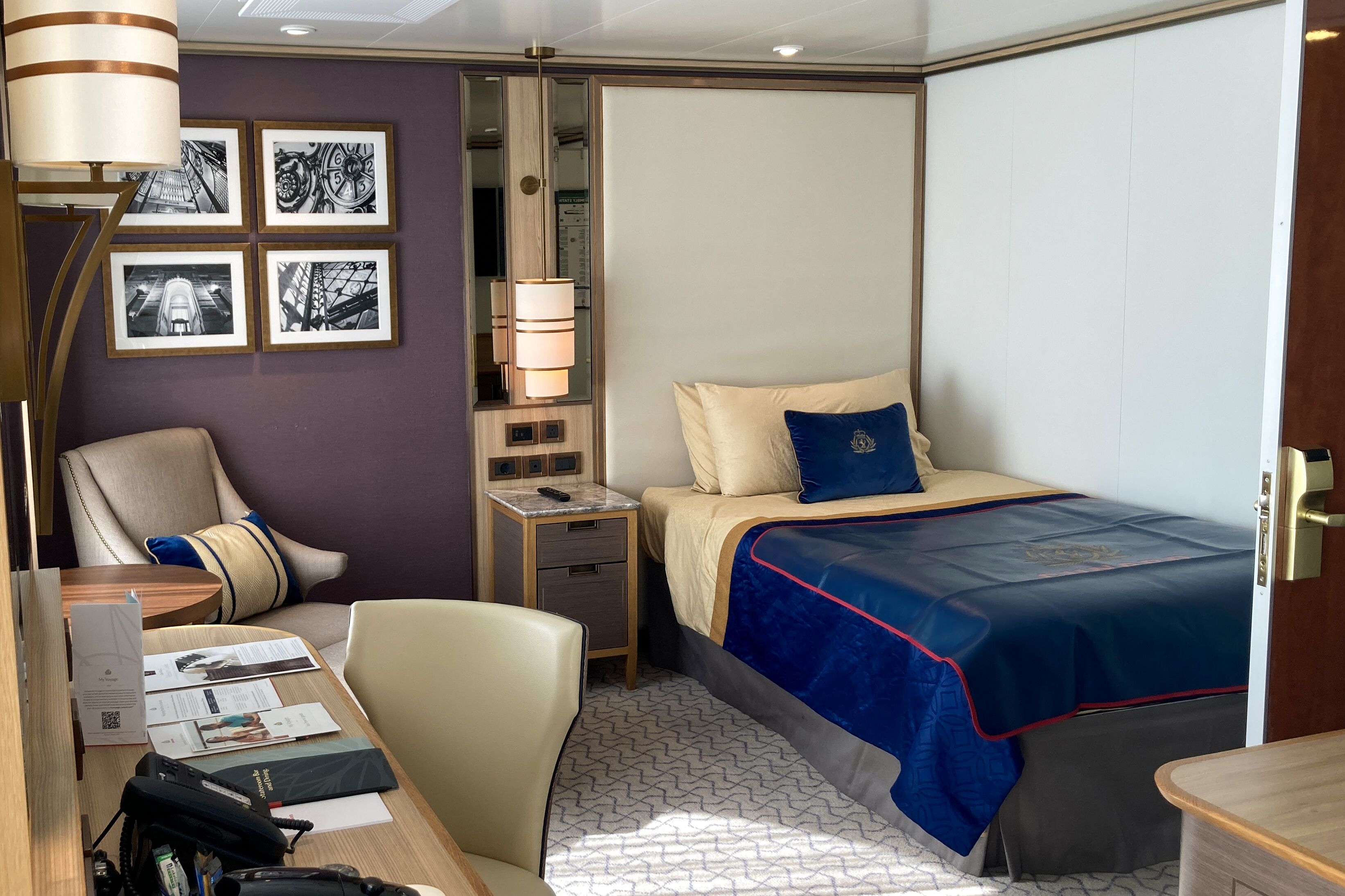 Eine Einzelkabine aussen auf der Queen Mary 2