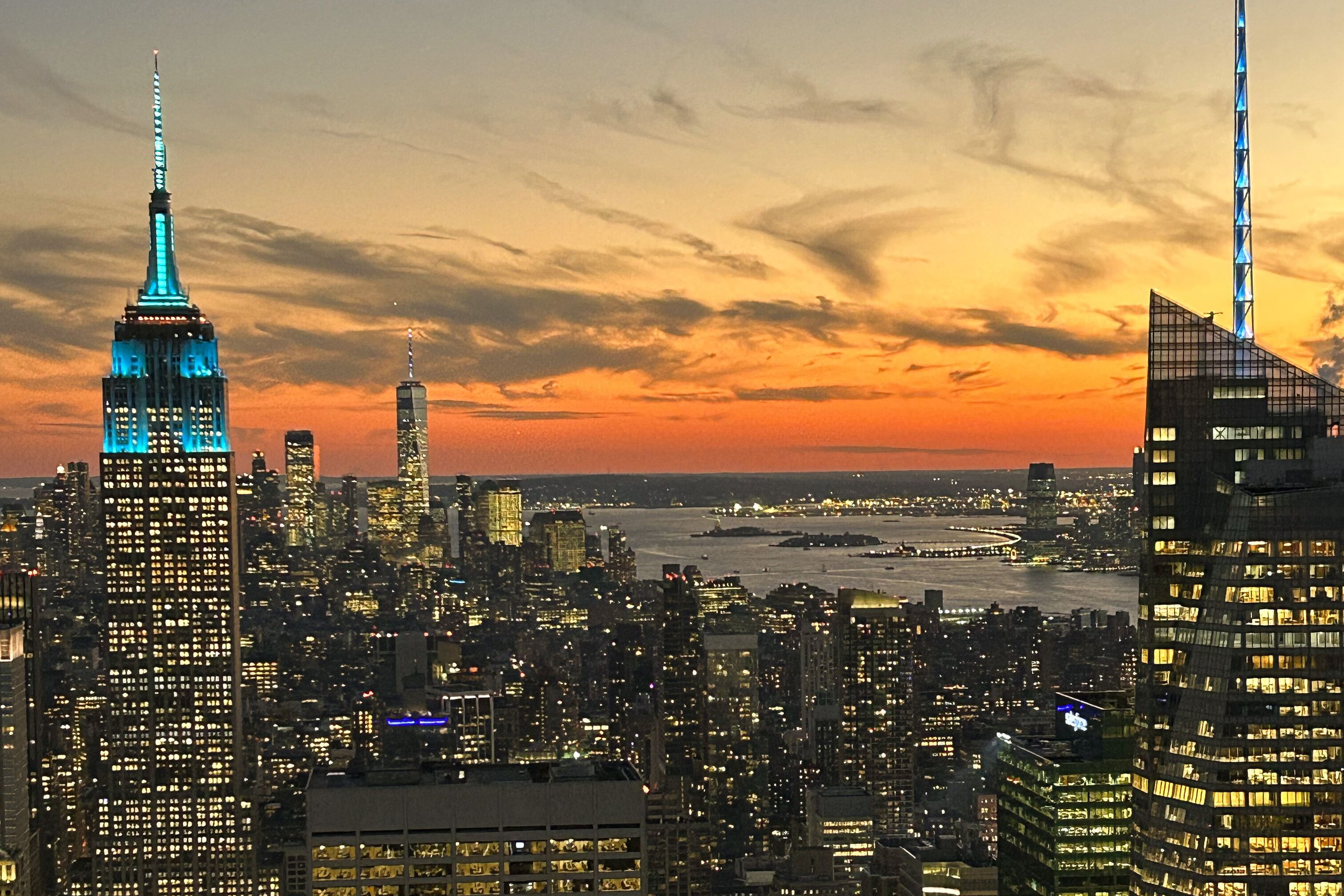 Abendliche Skyline von New York City