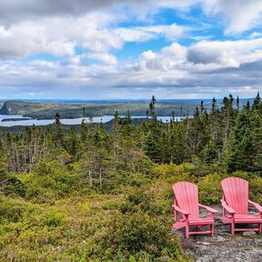 Schöne Aussicht vom Blue Hill Viewpoint im Terra Nova National Park