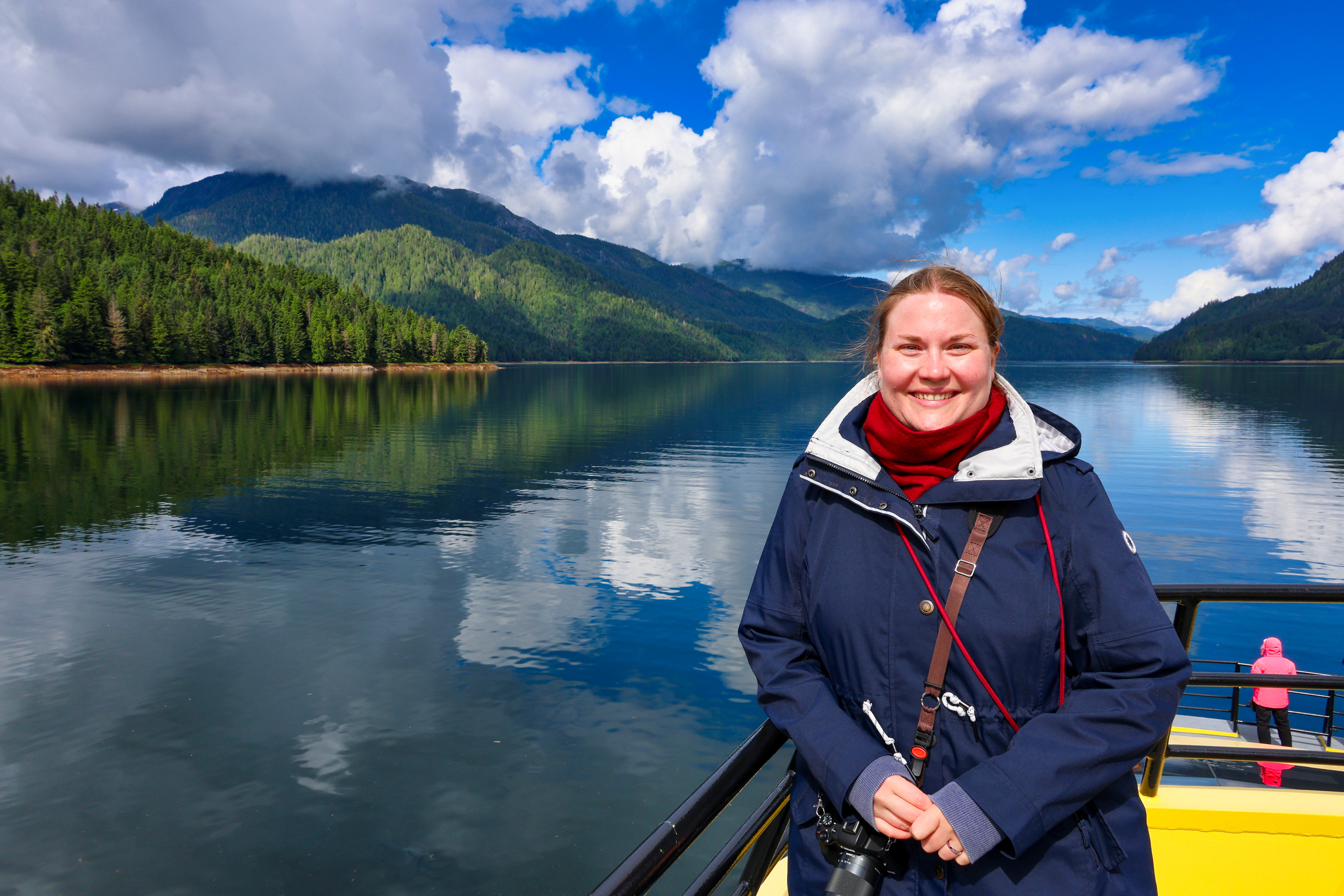 Sabrina auf der Grizzlybären Tour im Khutzeymateen Valley