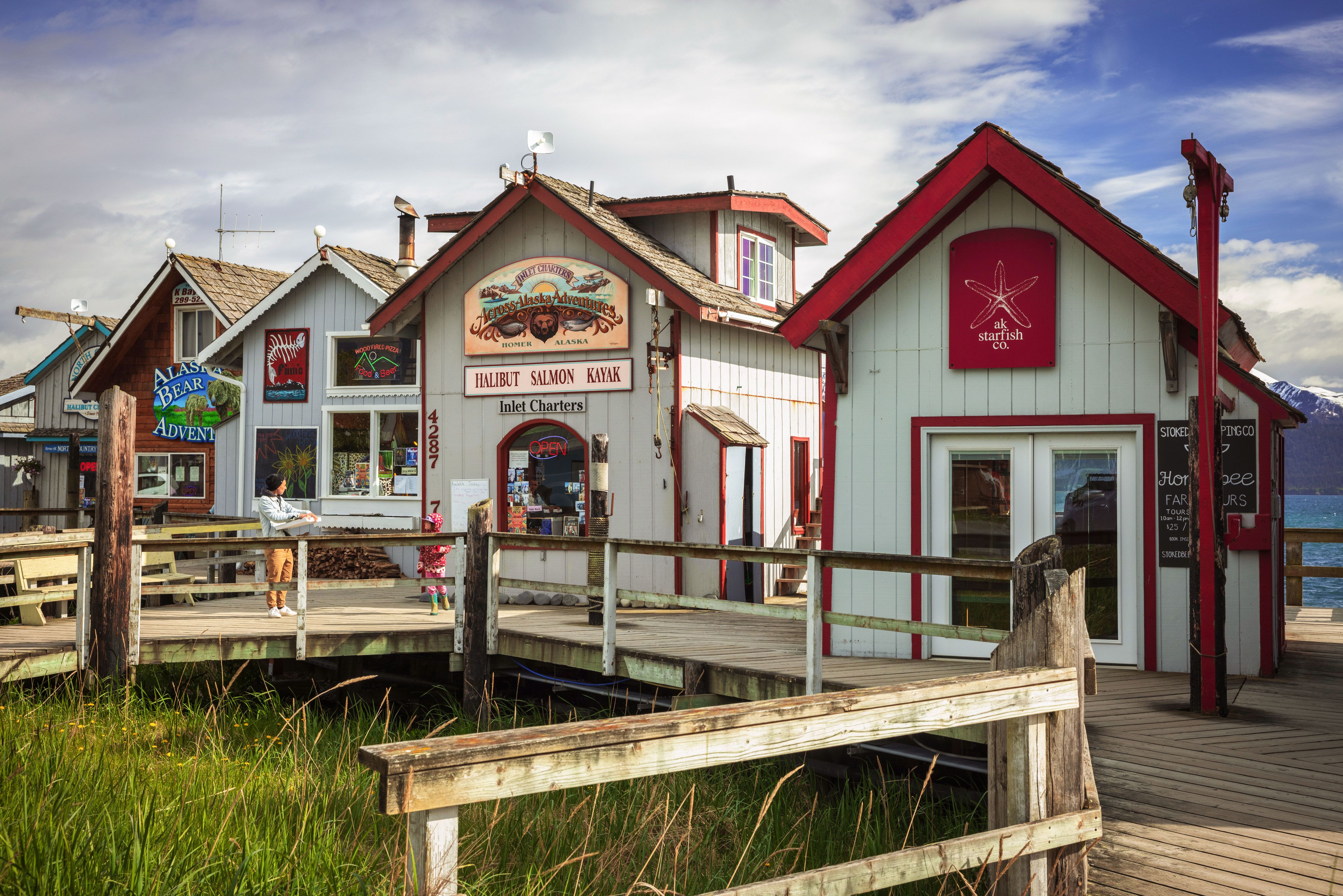 Süße Häuser in der Kleinstadt Homer