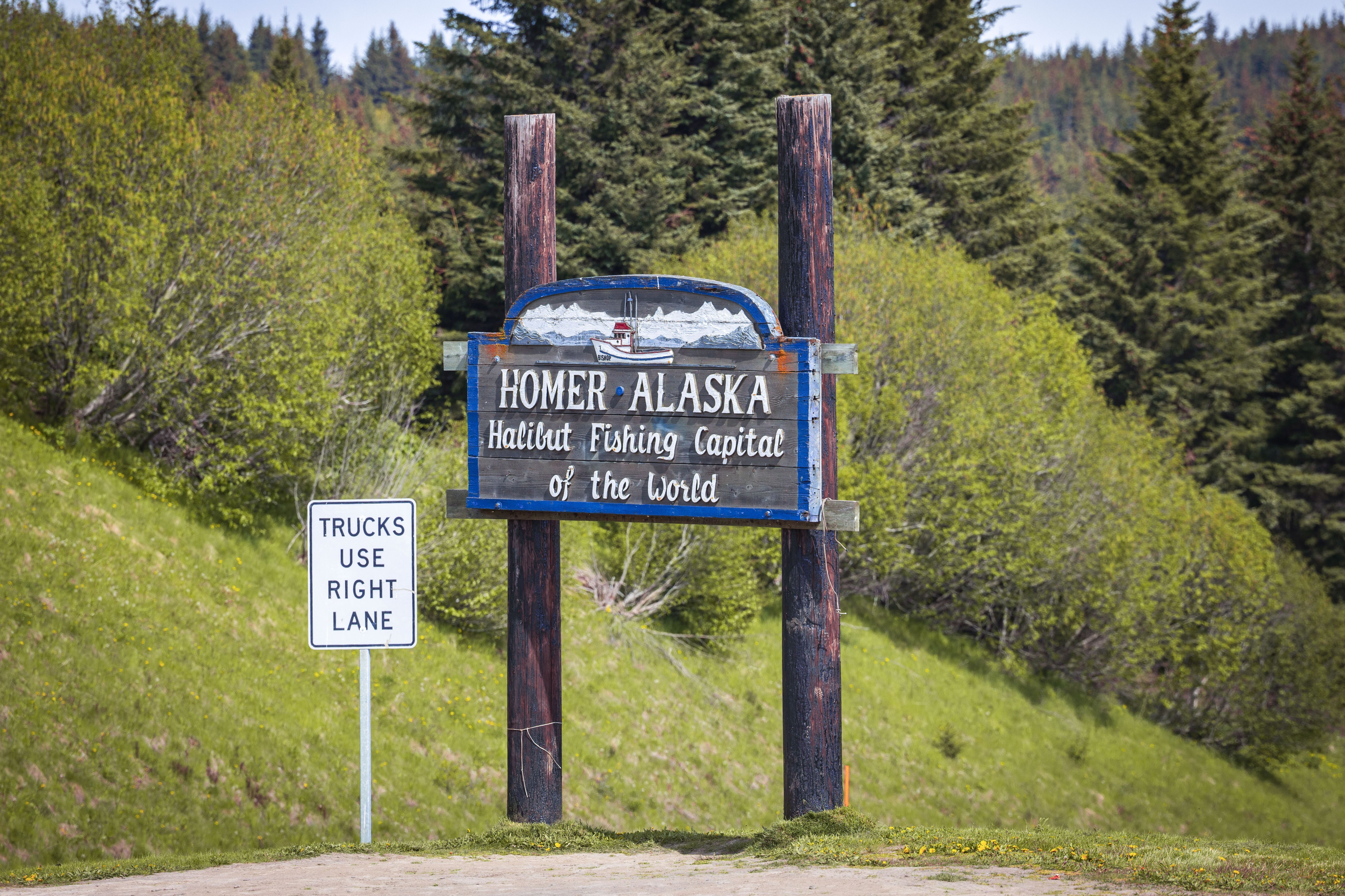 Schild von Homer in Alaska