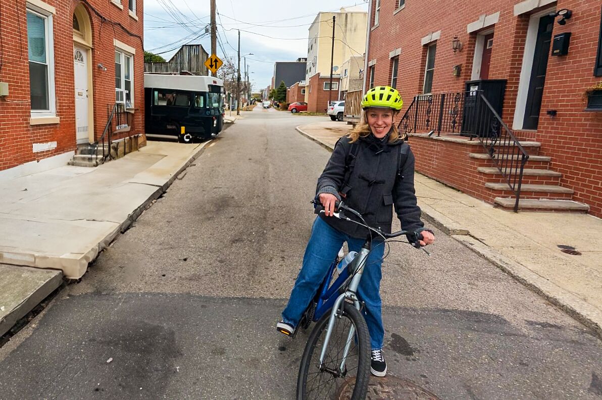 Svenja auf einer Fahrradtour durch Philadelphia