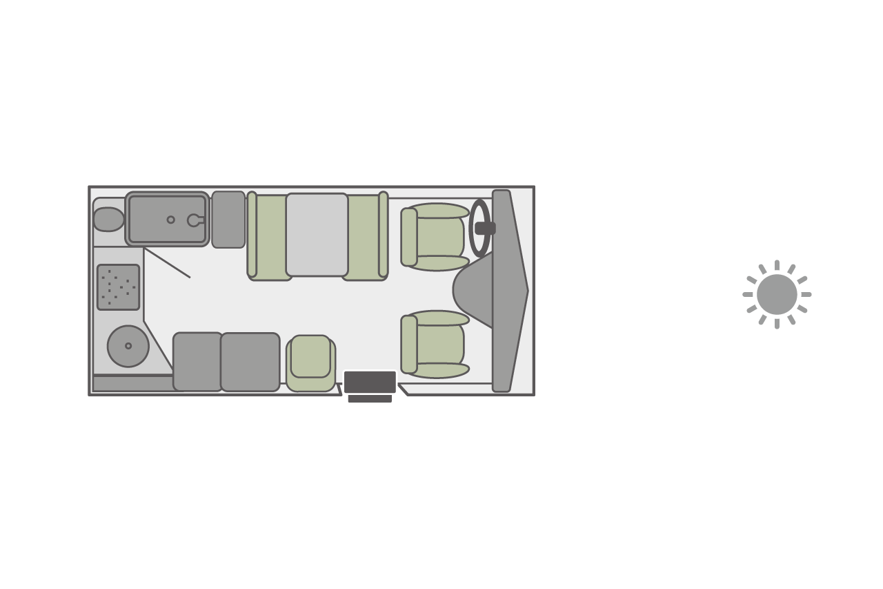 Der Floorplan eines C19 Wohnmobiles bei Tag