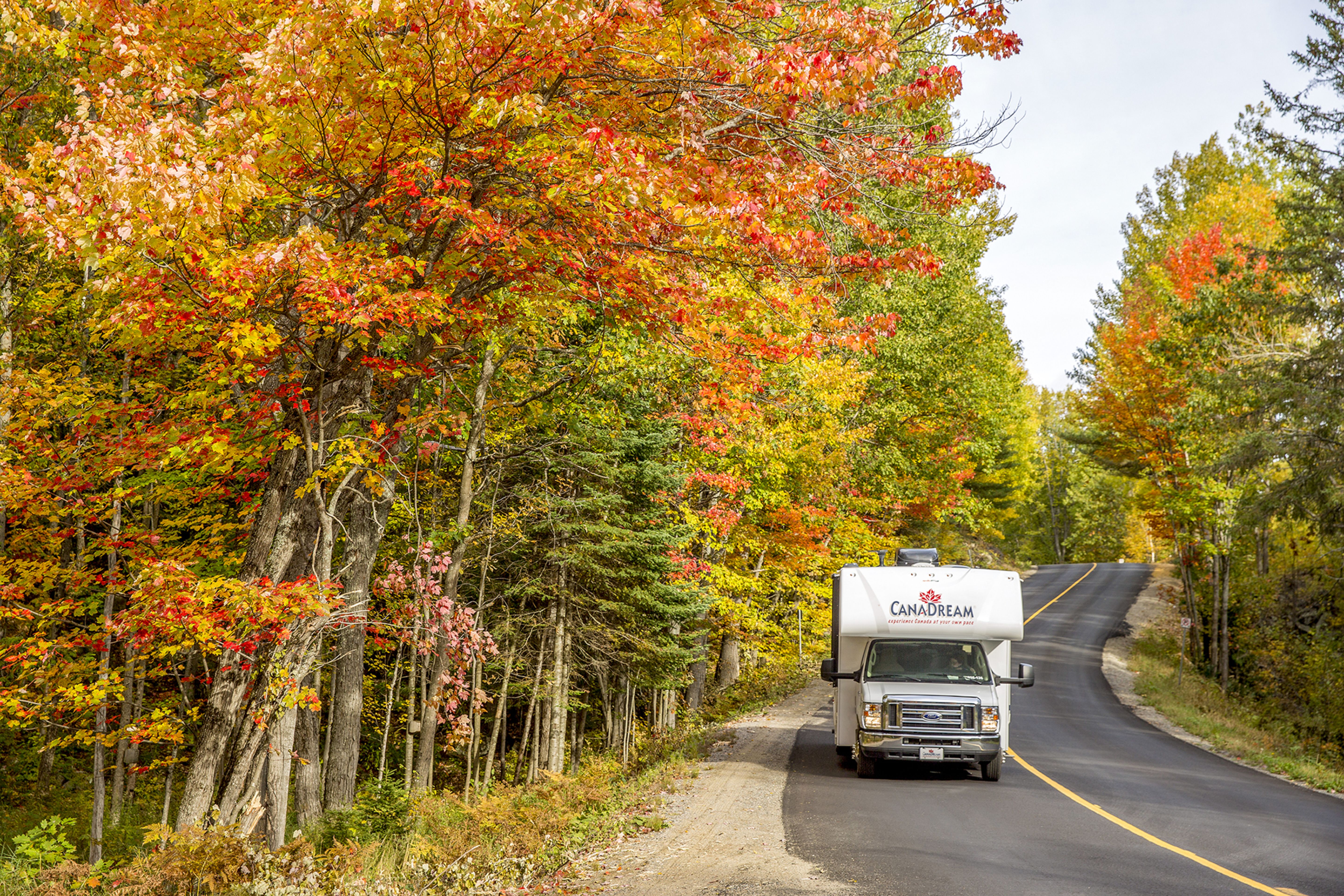 Das MHA Wohnmobil von CanaDream im Indian Summer am Lake of Bays in Ontario