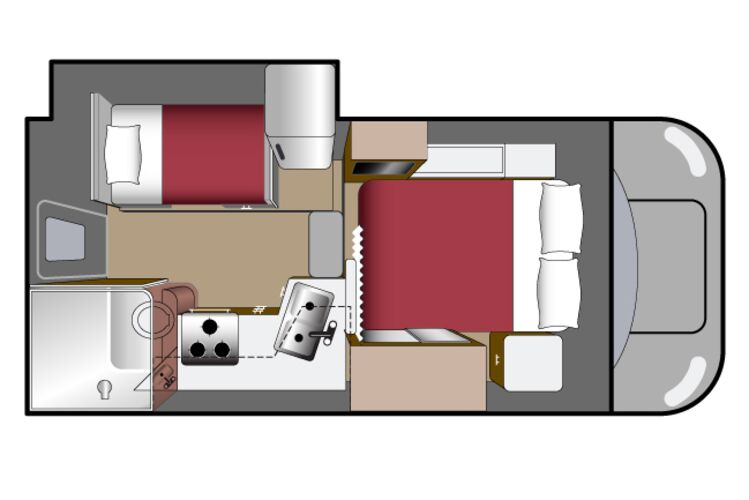 Floorplan Truck Camper Slide-Out bei Nacht