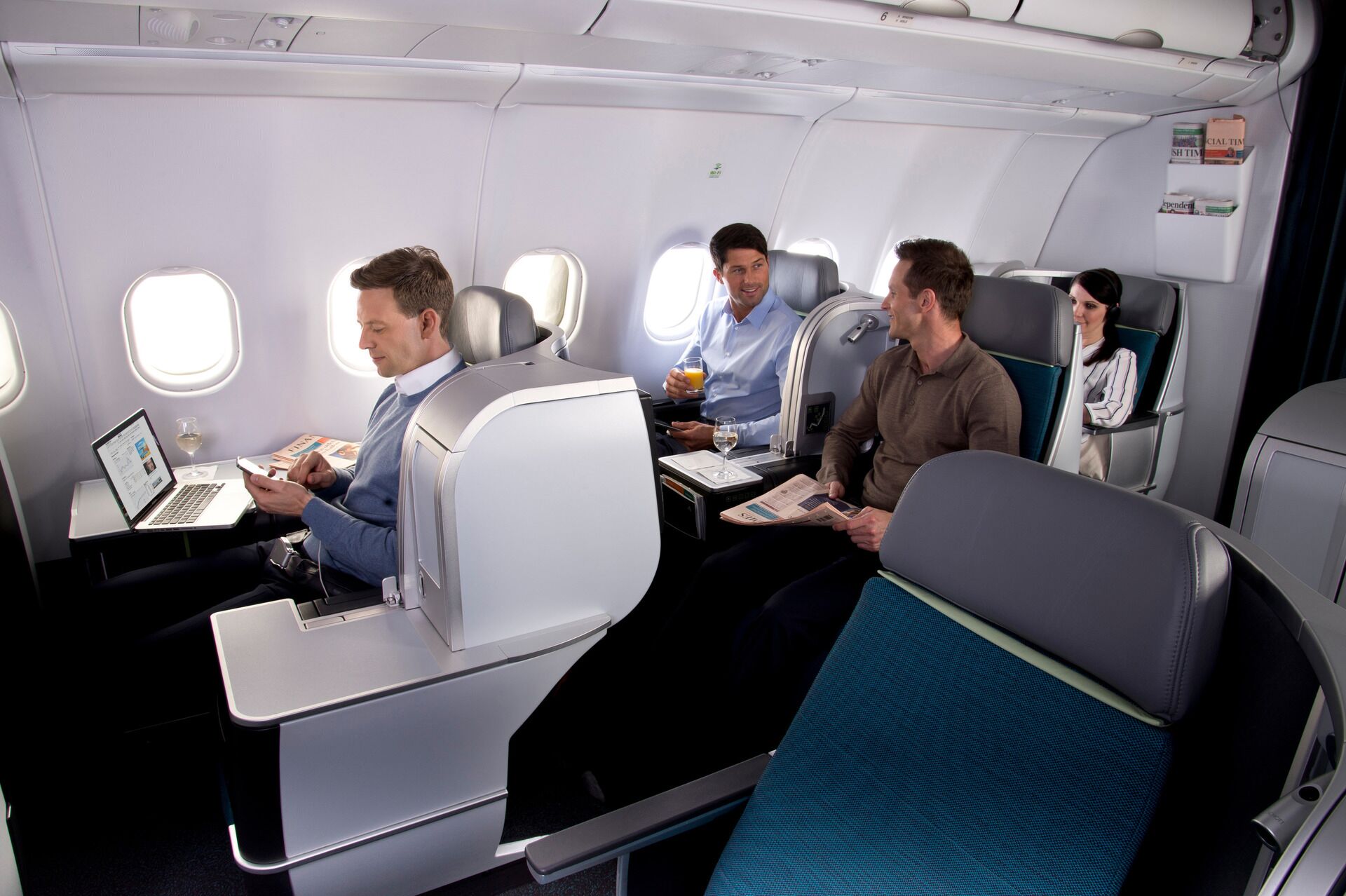 Business Class Cabine im Aer Lingus Airbus