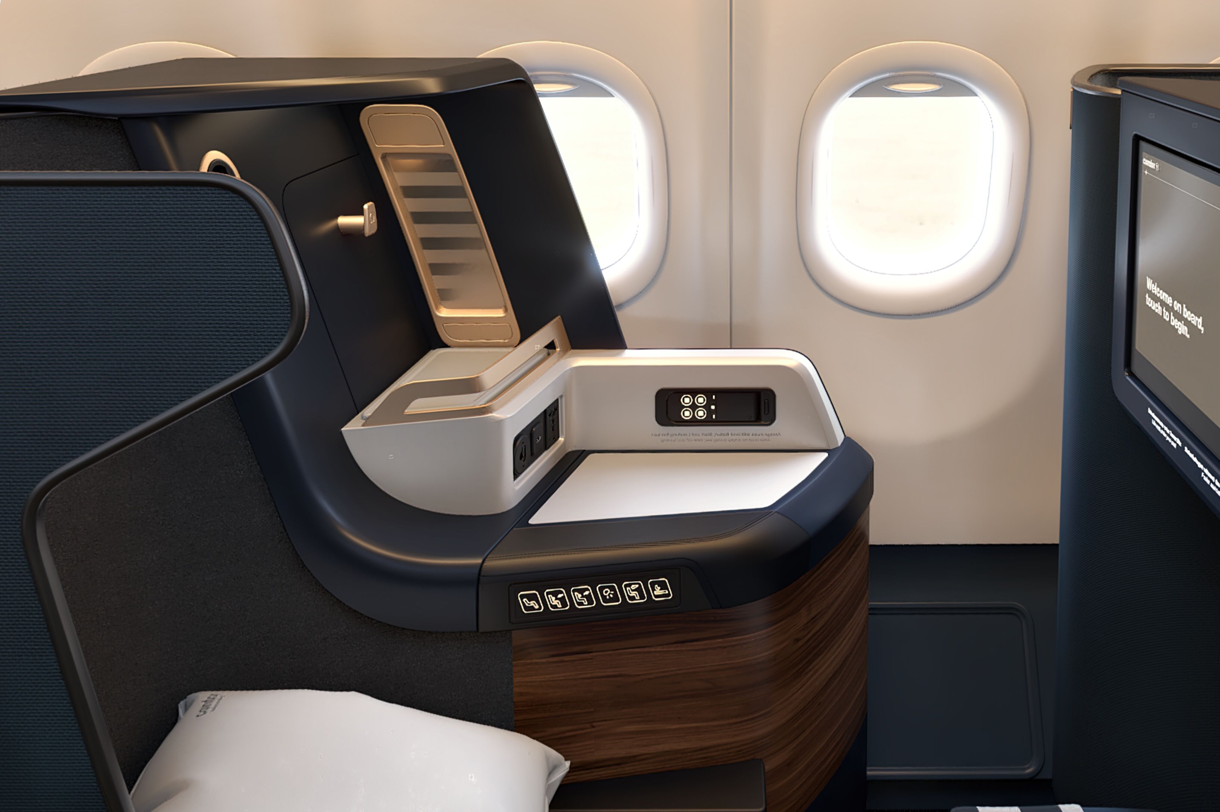 Gemütlicher Sitzplatz in der Business Class von Condor