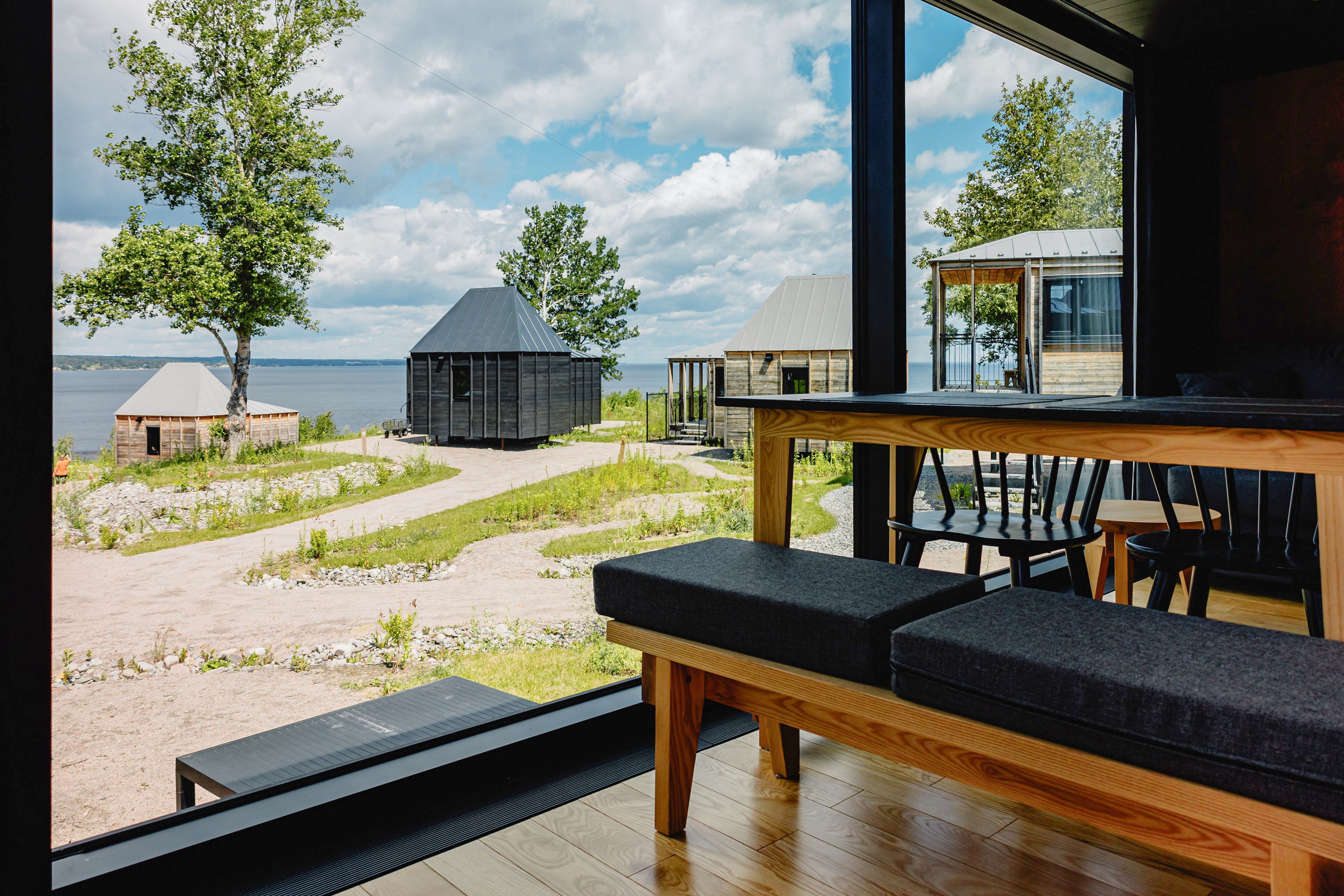 Aussicht eines Mini-Hauses auf den Lac Saint-Jean