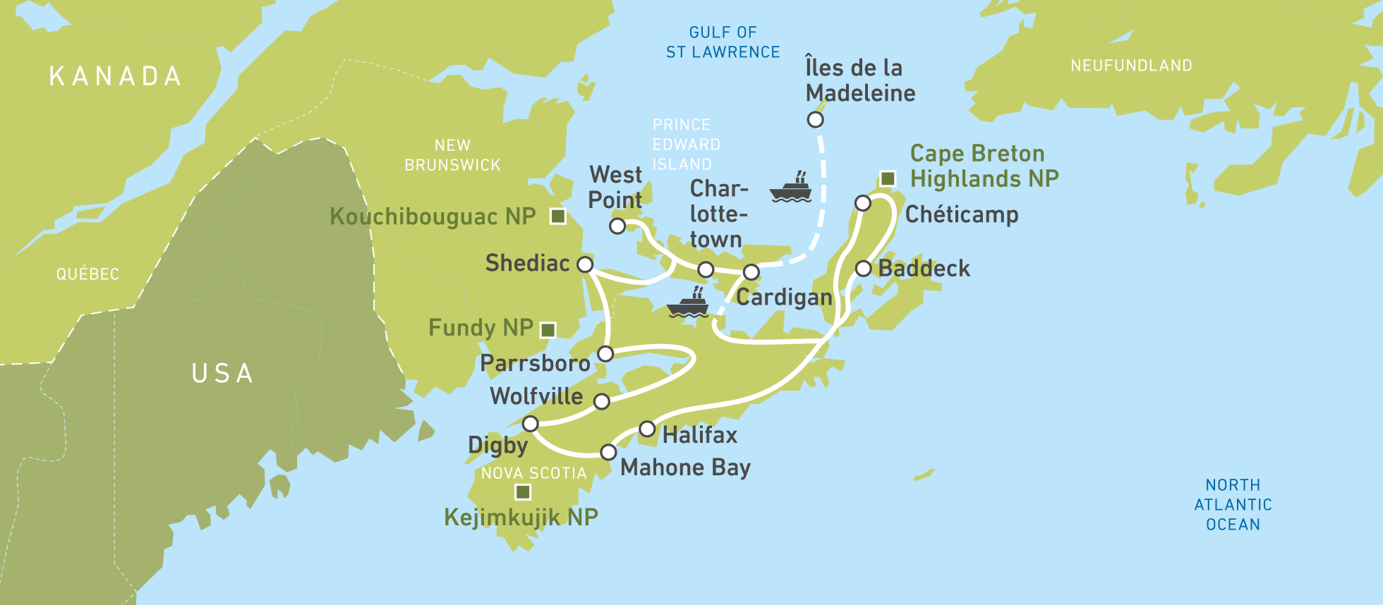 Map Of Nova Scotia And Maine Autoreise: Nova Scotia Und Die Îles De La Madeleine | Canusa