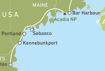 Eine Karte des Acadia Nationalparks und Umgebung Die Karte der Region rund um den Acadia Nationalpark