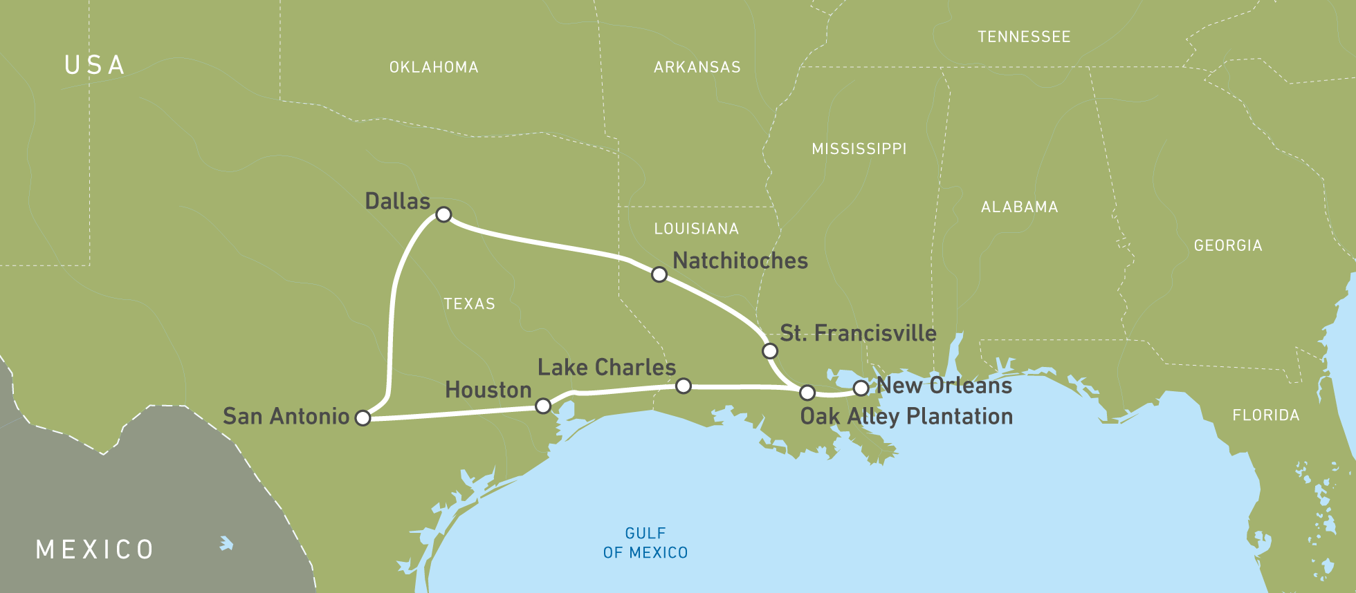 Ihre Autoreise durch Texas und Louisiana!