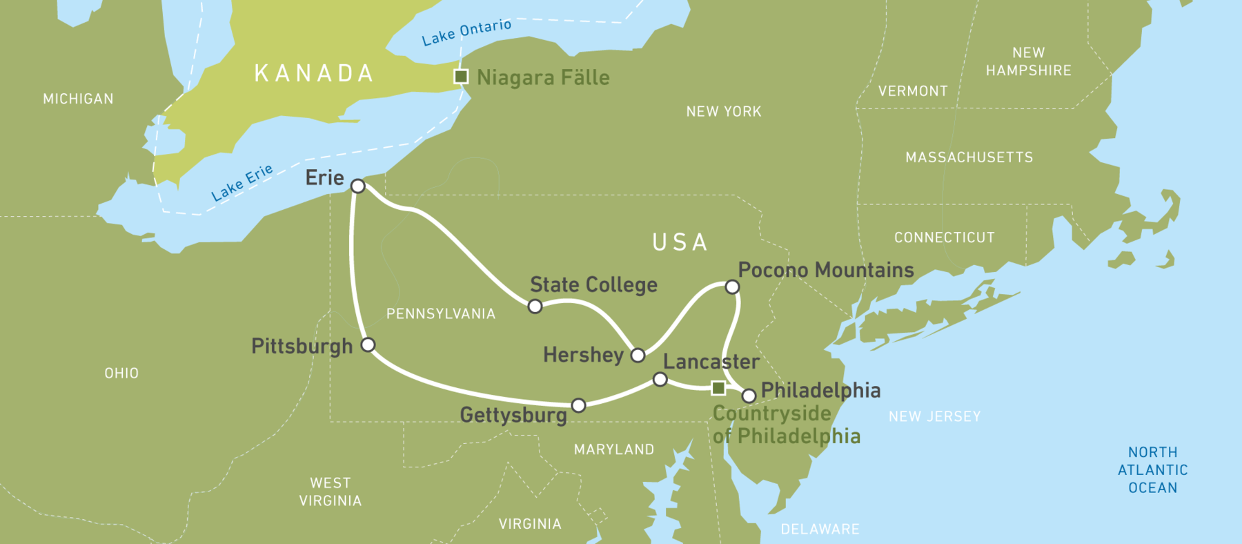 Individuelle Autoreise durch Pennsylvania buchen! CANUSA