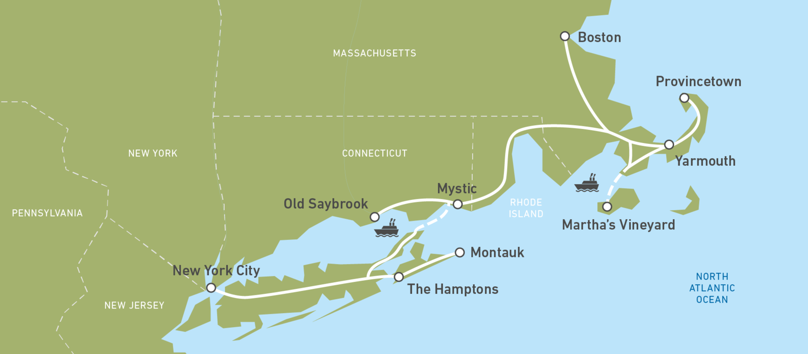 New York City To Boston Map United States Map