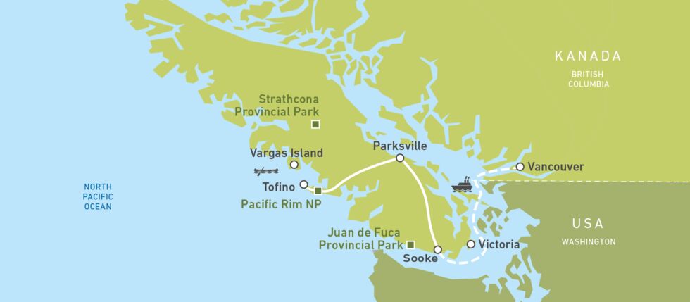 Eine Busreise von Vancouver nach Tofino