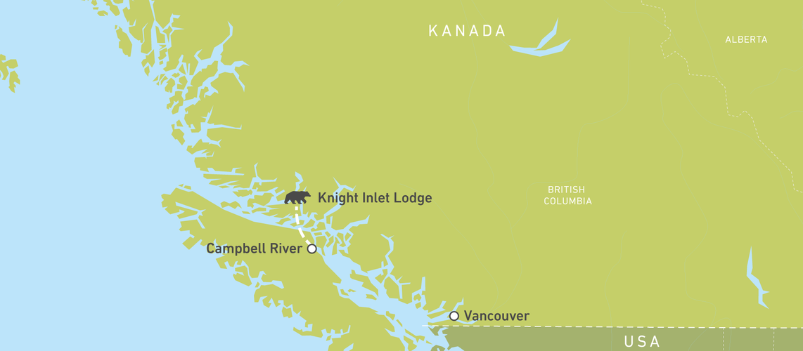 Karte der Lodge zur Bärenbeobachtung in British Columbia