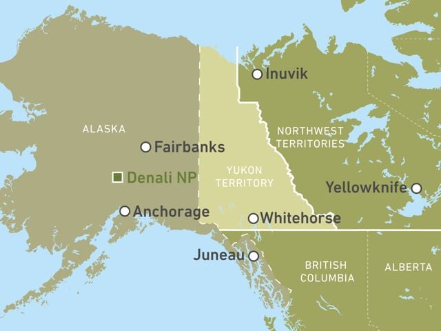 Karte vom Yukon Territory, Kanada