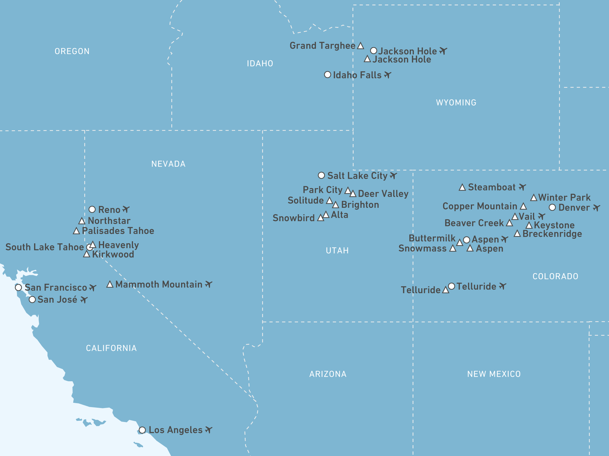 Die Ski Gebiete in den USA