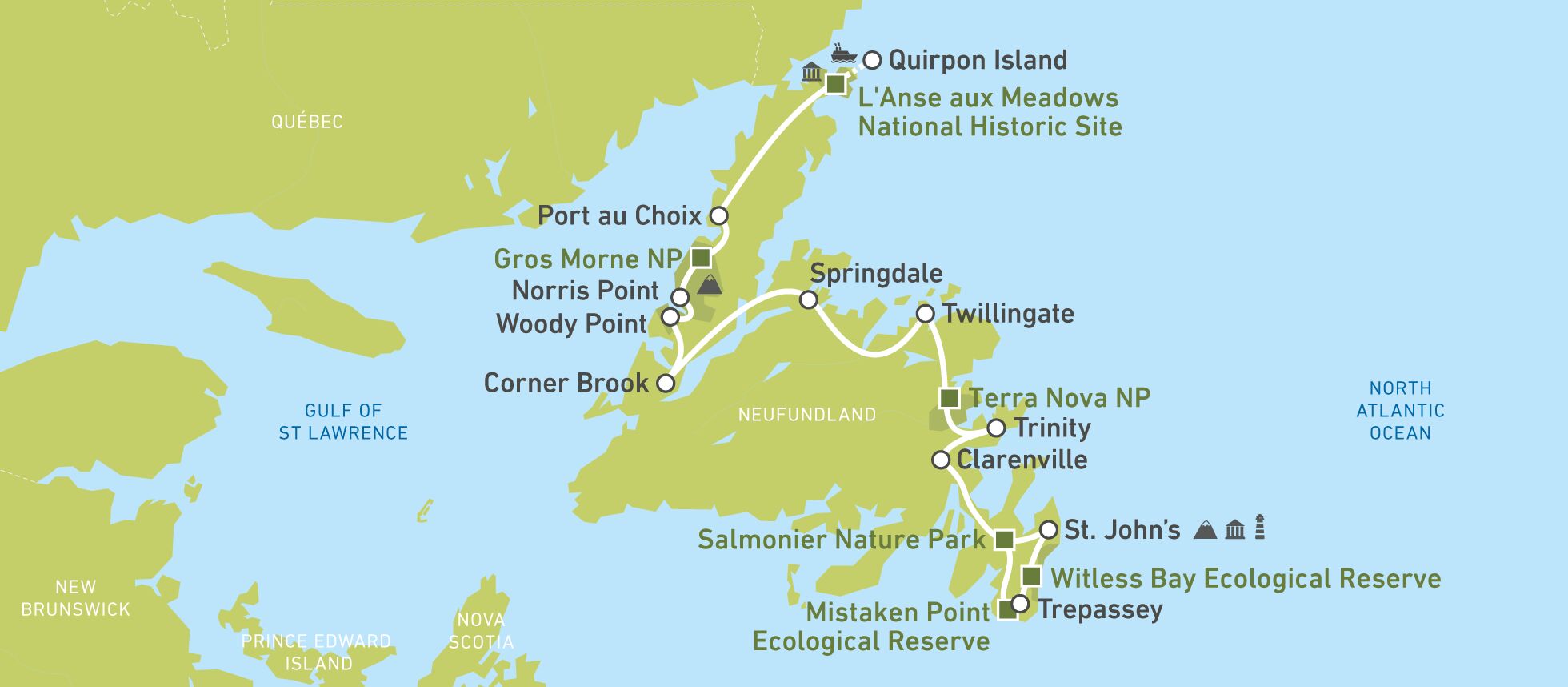 Die Route durch Neufundland