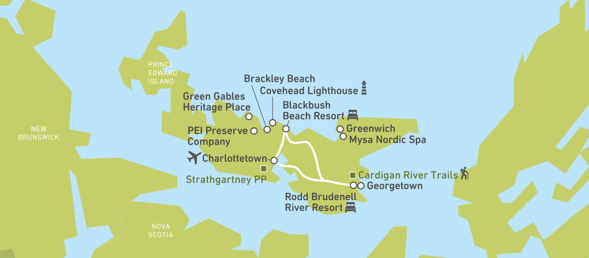 Die Reiseroute von Tabea durch Prince Edward Island Die Reiseroute von Tabea durch Prince Edward Island