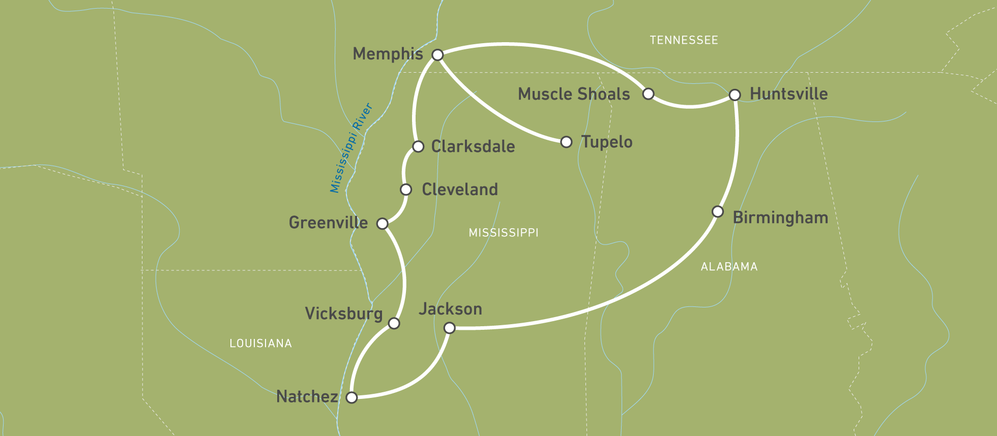 Die Route durch die Südstaaten