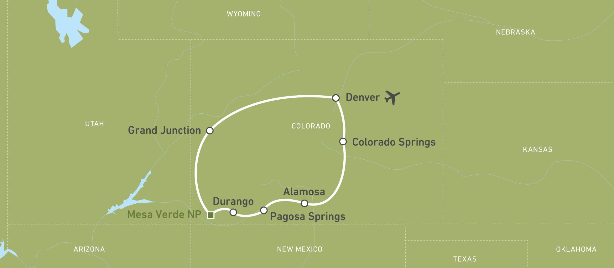 Die Reiseroute von Tabea Wahl durch Colorado