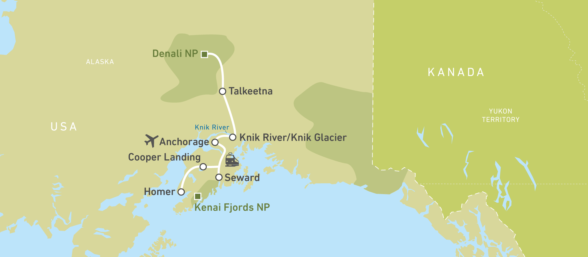 Die Reiseroute von Bettina und Maike durch Alaska