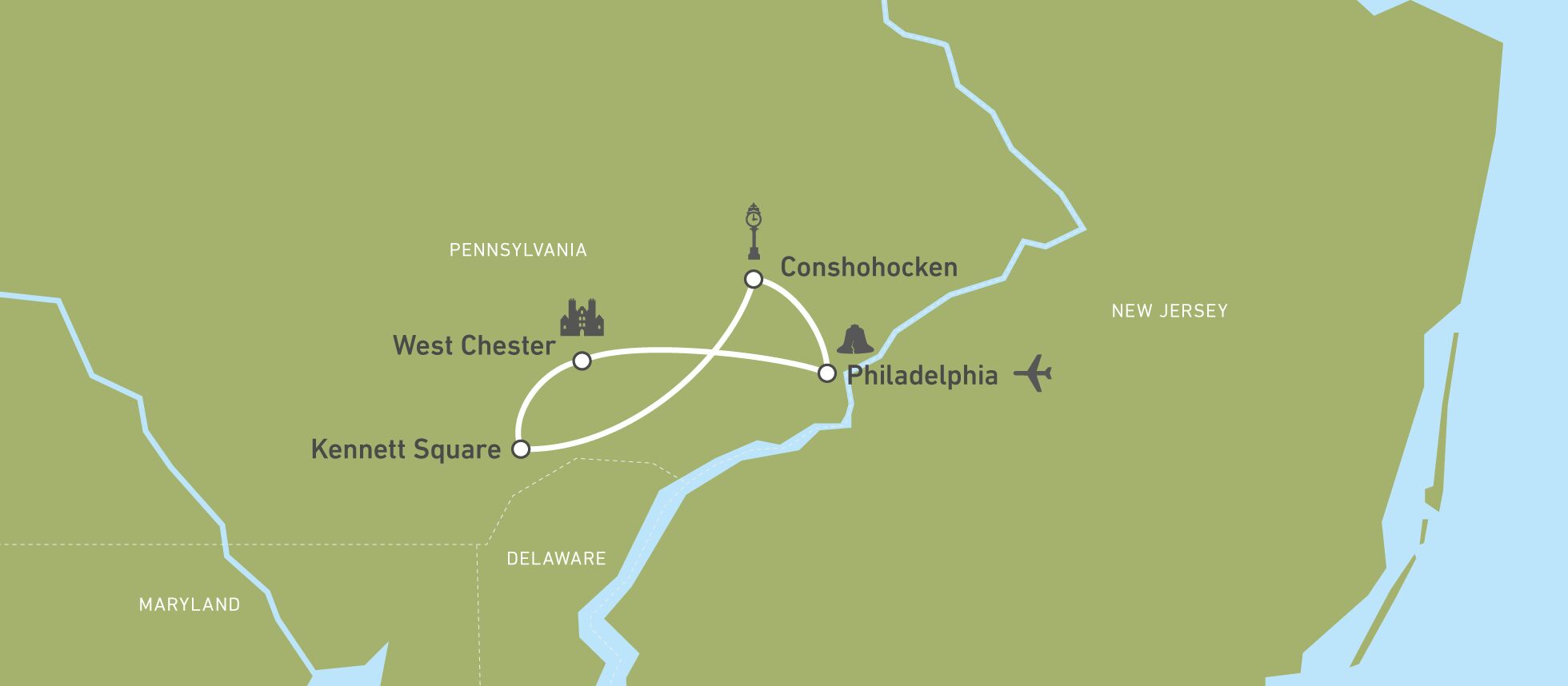 Die Reiseroute von Svenja in Pennsylvania