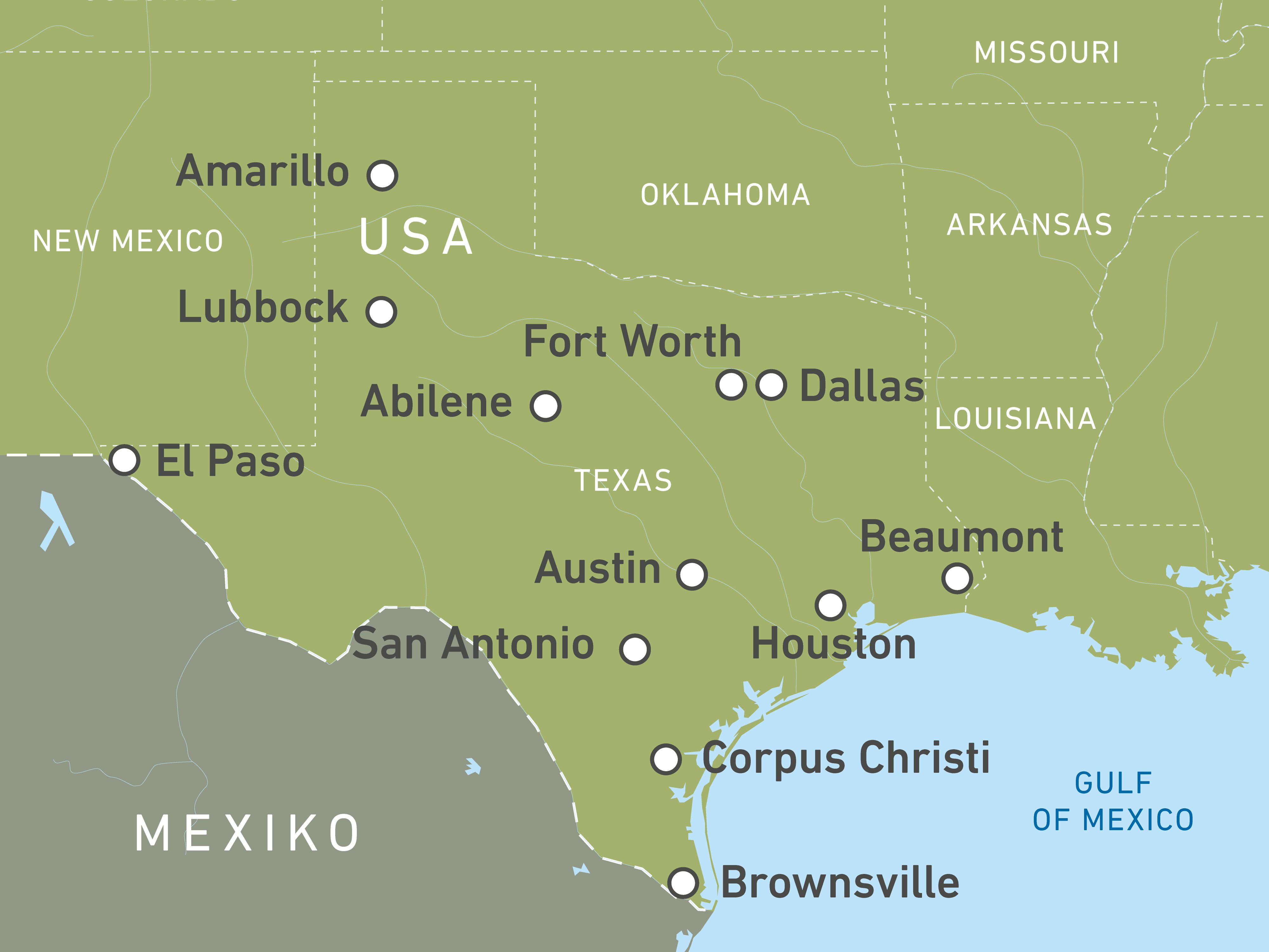Karte von Texas 