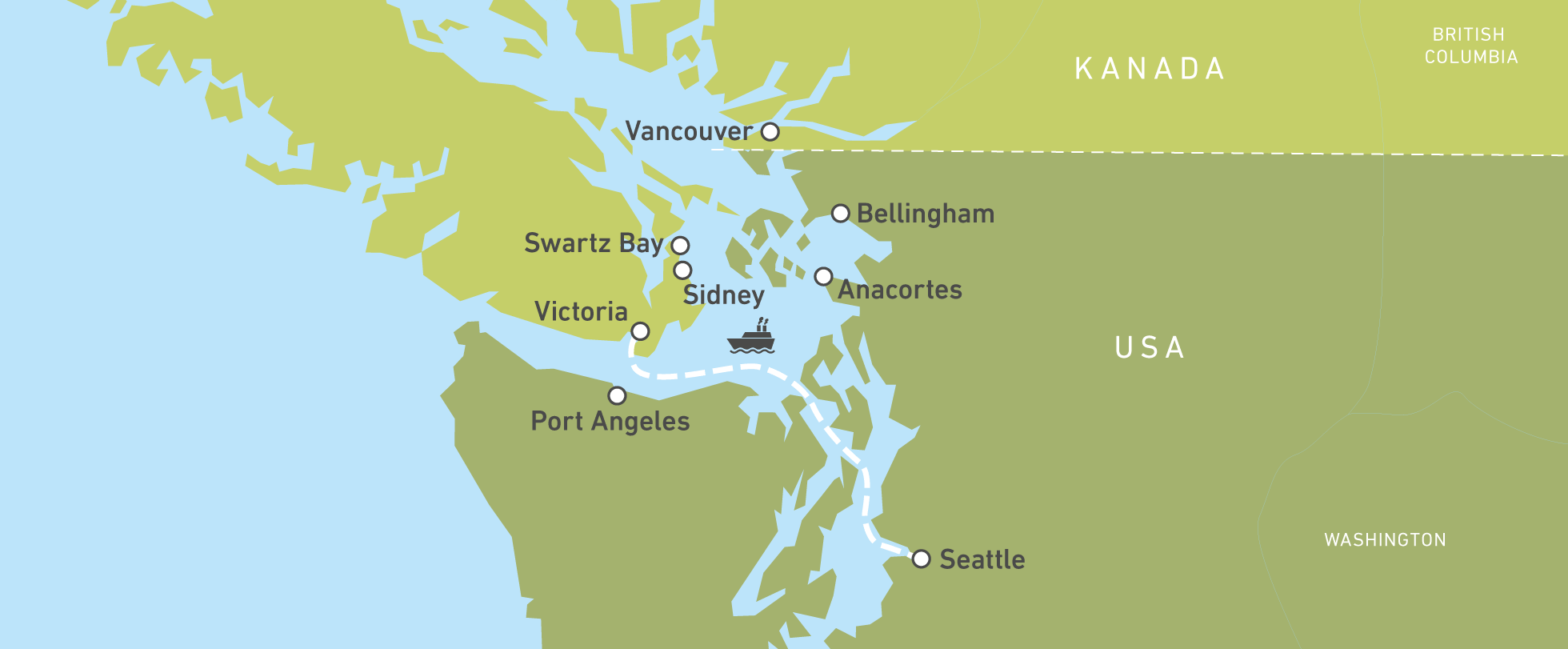 Die Fährverbindung zwischen Seattle und Victoria