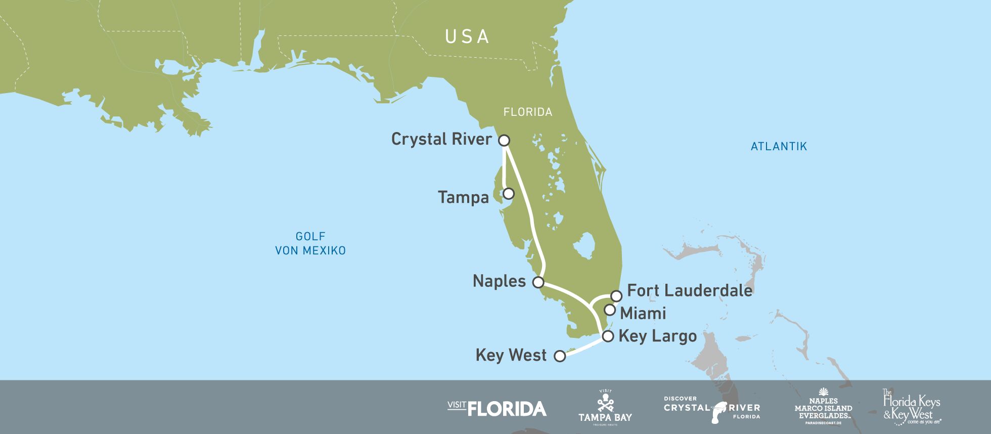 Karte der Scenic Route durch Florida