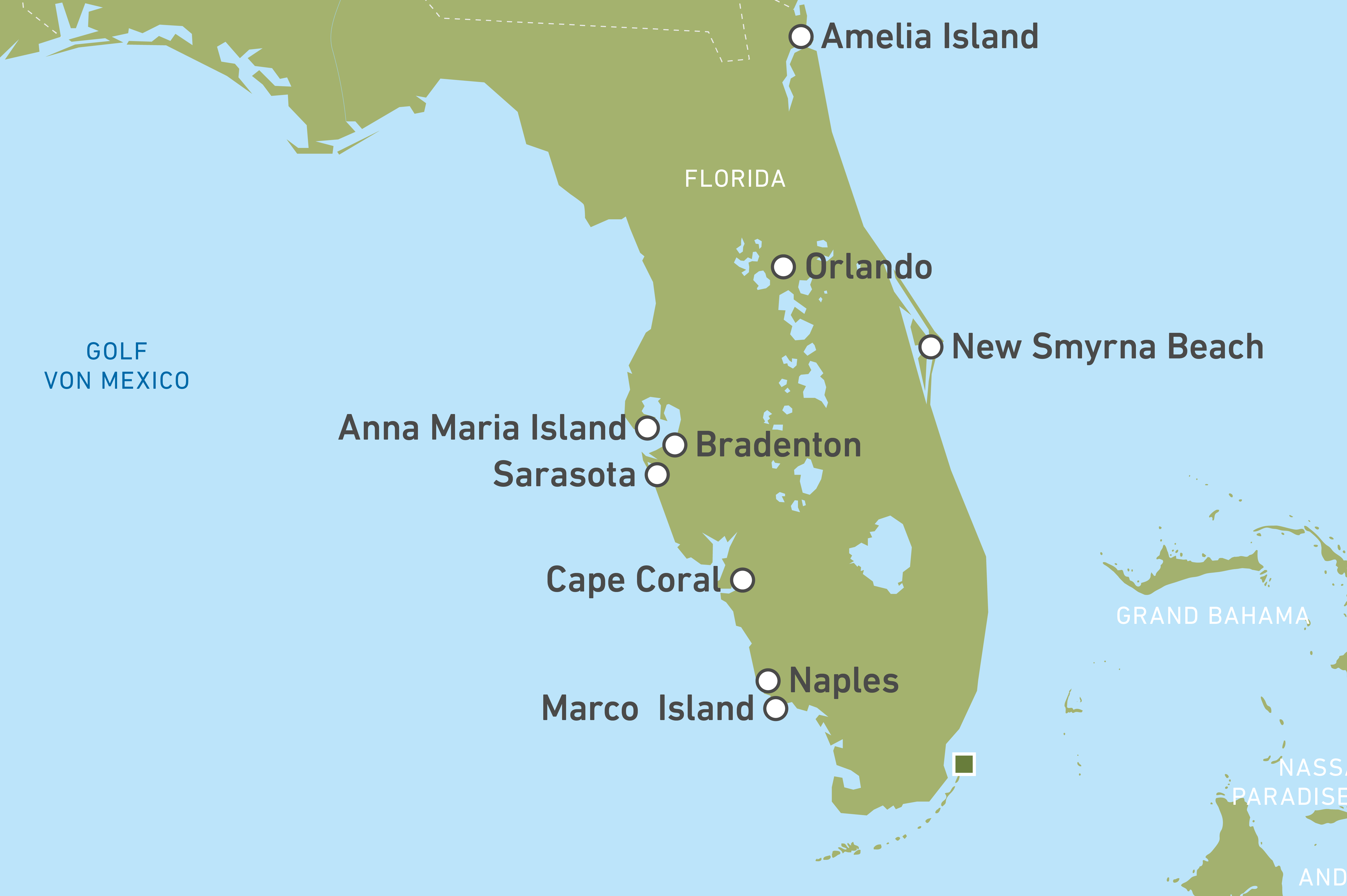 Regionen mit Ferienhäusern in Florida