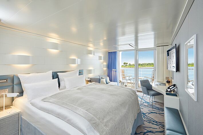 Zimmerbeispiel einer Balkonkabine im Hanseatic Nature