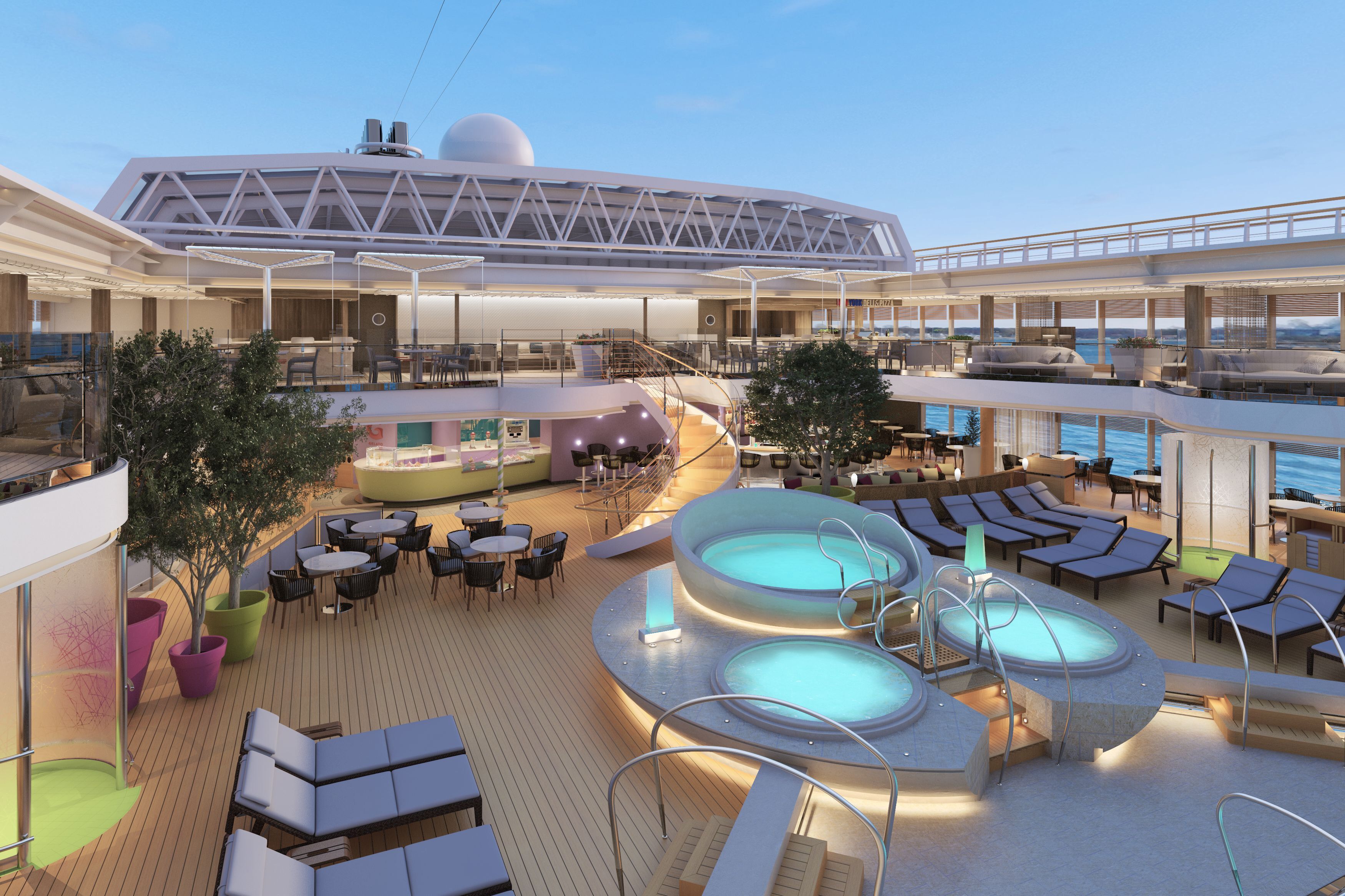 Poolbereich an Deck der MS Konigsdam der Reederei Holland America Line