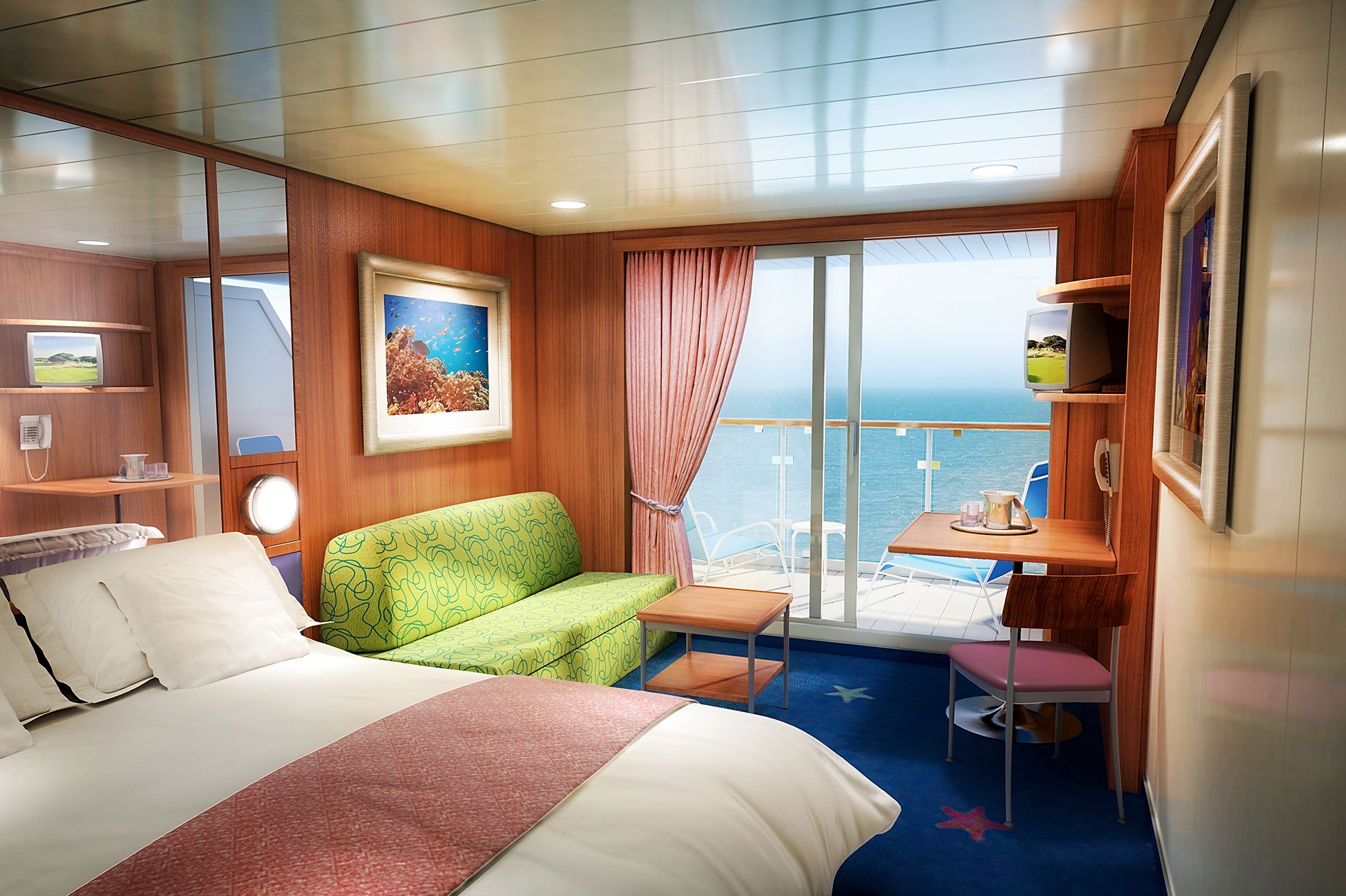 Stateroom mit Balkon auf der Norwegian Dawn