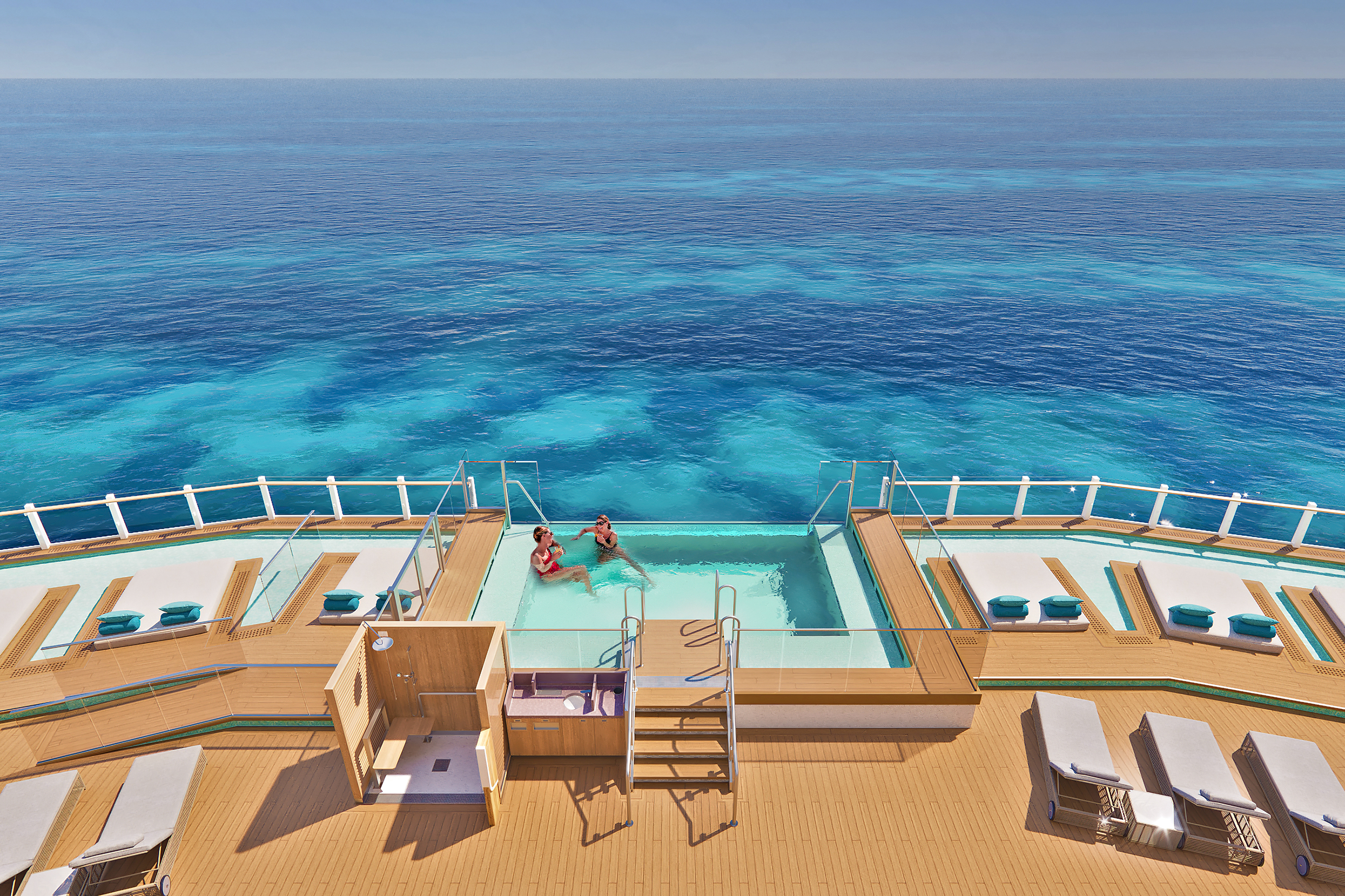 Entspannen im Pool "Infinity Beach" am Ocean Boulevard auf der Norwegian Prima von NCL