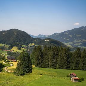 Romantische Almgegend bei Oberstdorf im Allgäu