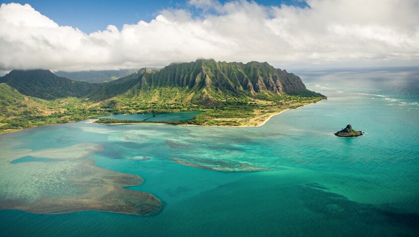 Der östliche Teil Oahus aus der Vogelperspektive Der östliche Teil Oahus aus der Vogelperspektive