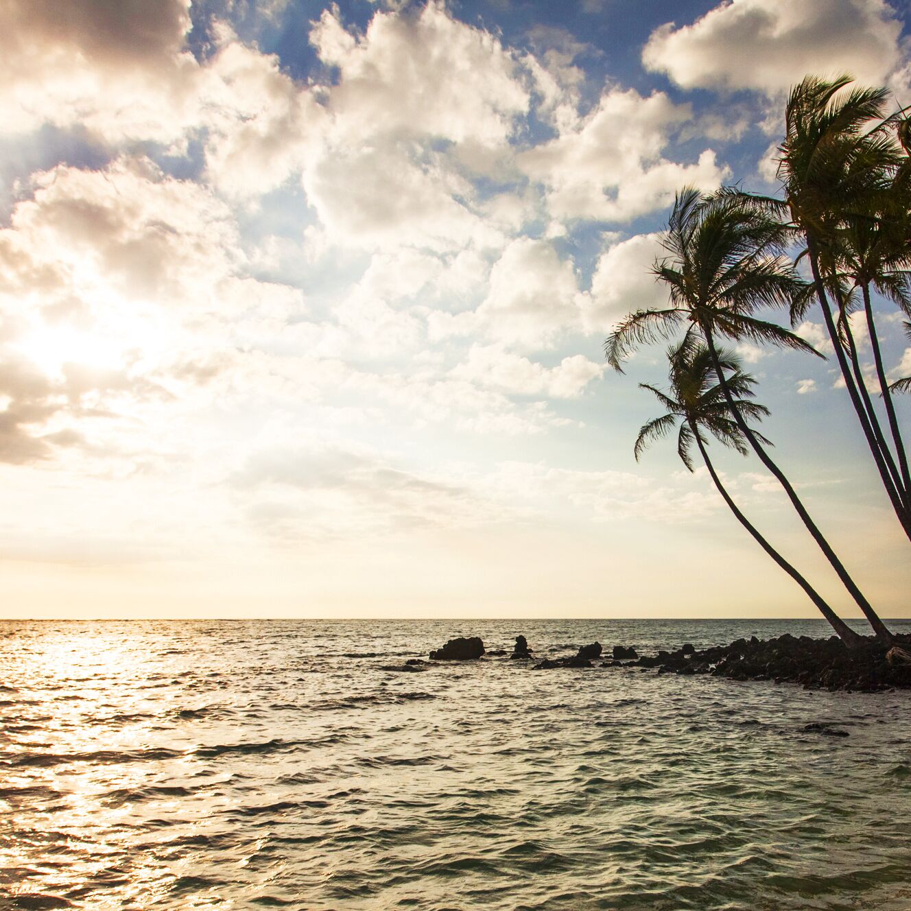 Sonnenuntergang in Kona am Mahaiula Beach, Big Island