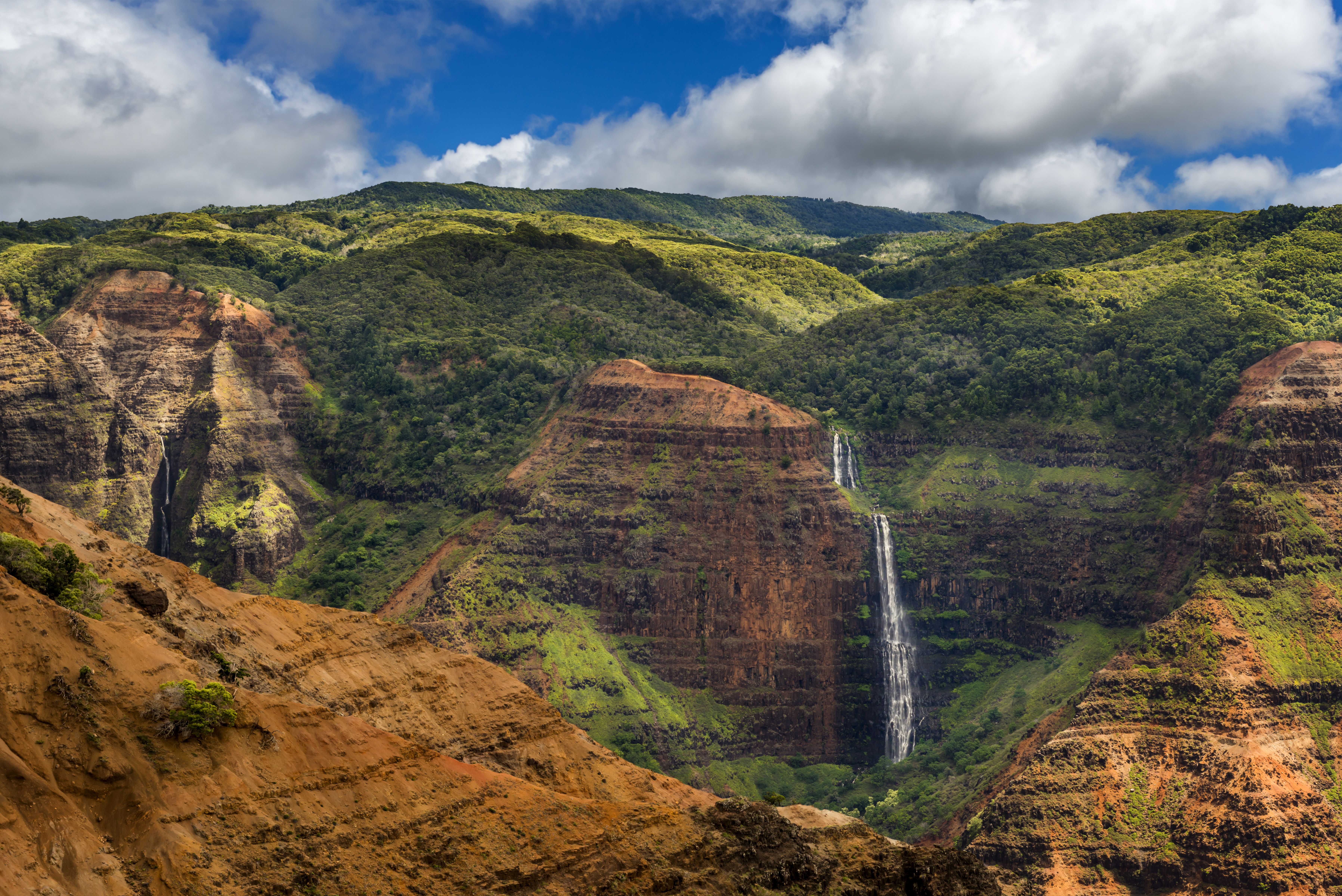 Die Waipoo Falls am Waimea Canyon Trail auf Kauai Die Waipoo Falls am Waimea Canyon Trail auf Kauai